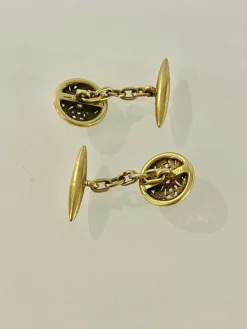 Boutons De Manchettes Or émail Diamants