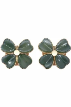 Boutons de manchettes trèfles or jaune chrysoprase