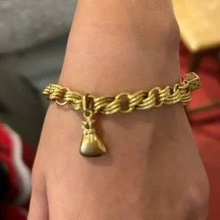 Bracelet à breloques en corde tressée en or jaune