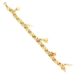 Bracelet à breloques en corde tressée en or jaune