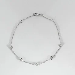 Bracelet 5 diamants or blanc