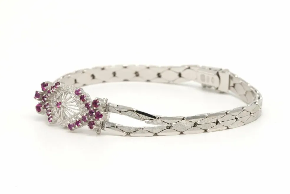 Bracelet 1950 en or blanc et rubis