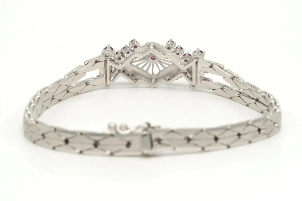 Bracelet 1950 en or blanc et rubis