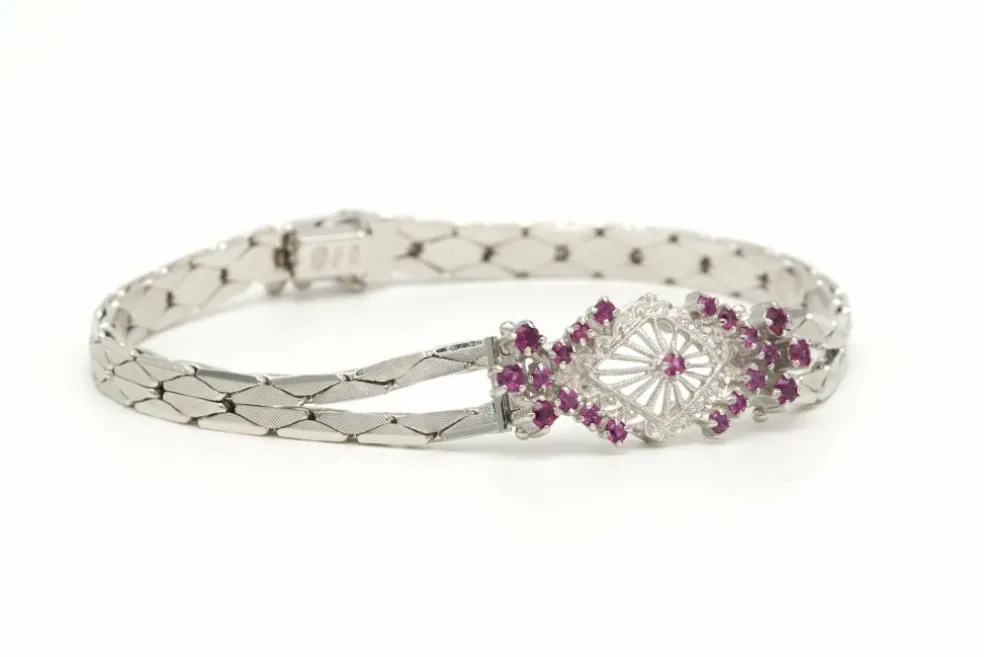 Bracelet 1950 en or blanc et rubis