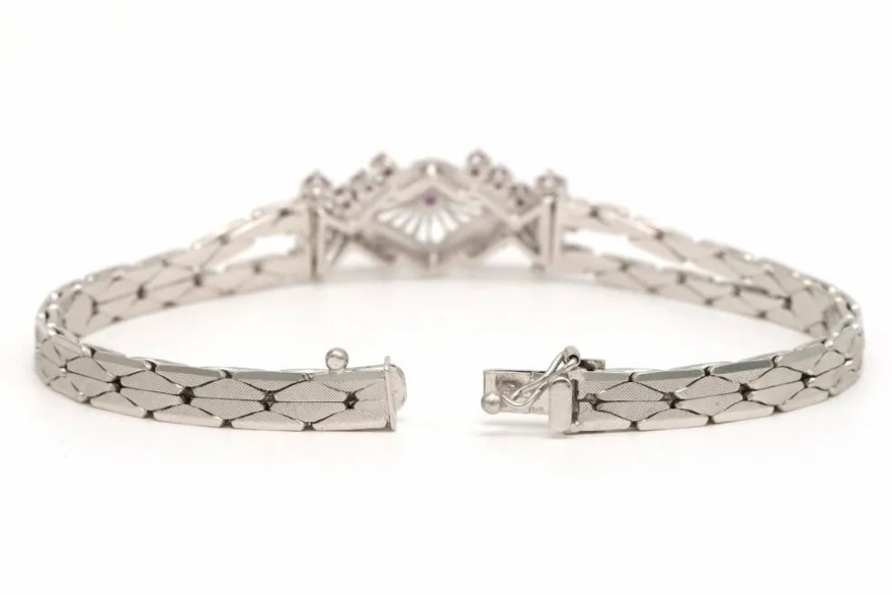 Bracelet 1950 en or blanc et rubis