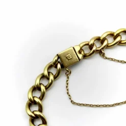 Bracelet à maille gourmette graduée édouardienne en or avec trois pierres