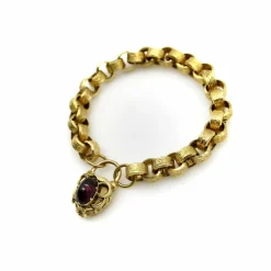 Bracelet à maillons rolo avec fermoir cœur et cadenas doré