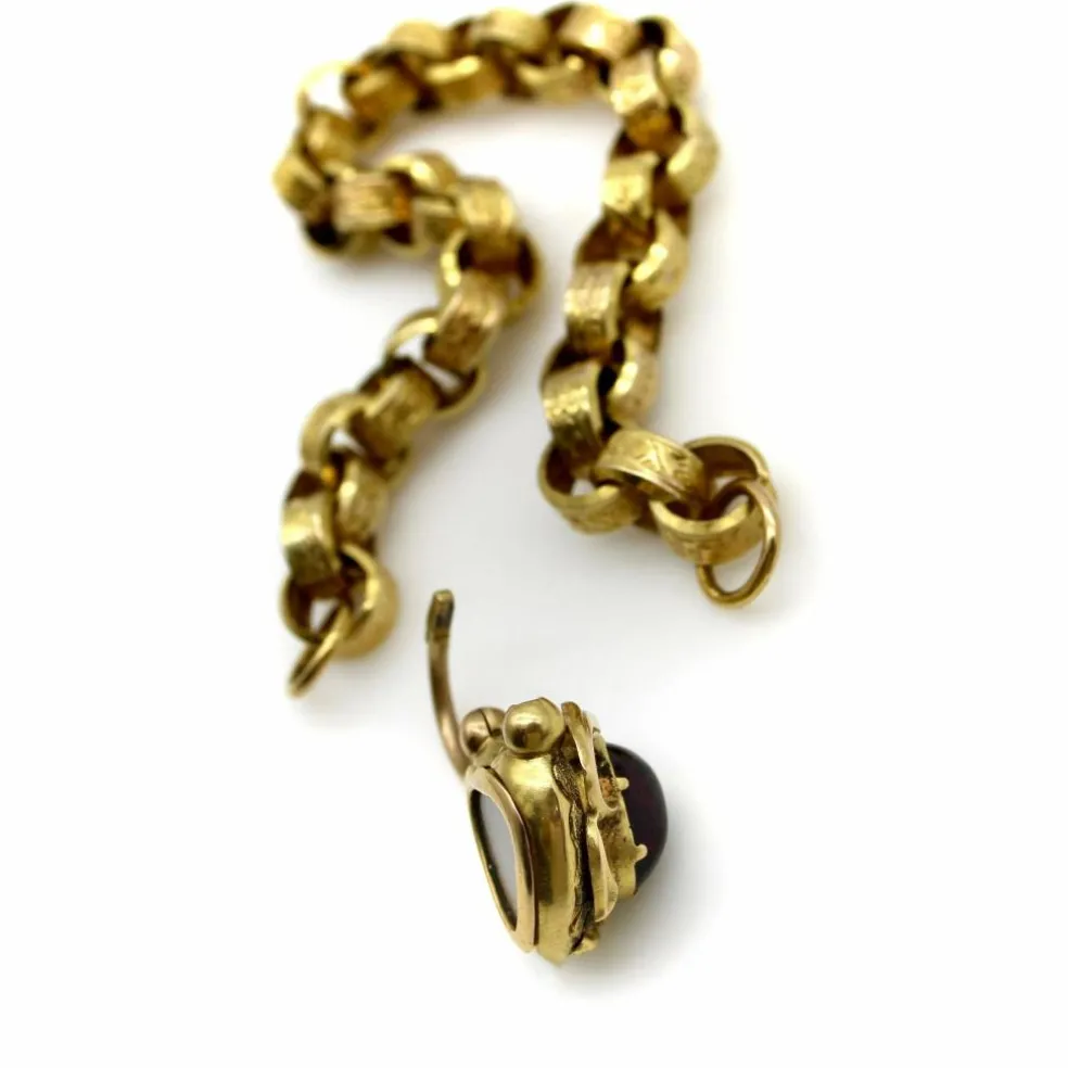 Bracelet à maillons rolo avec fermoir cœur et cadenas doré