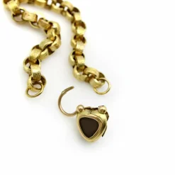 Bracelet à maillons rolo avec fermoir cœur et cadenas doré