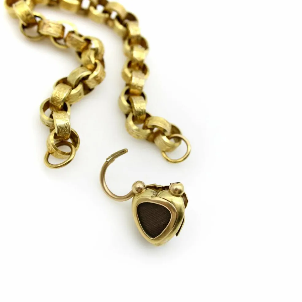 Bracelet à maillons rolo avec fermoir cœur et cadenas doré