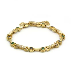 Bracelet - Or, diamants, saphirs et émeraudes