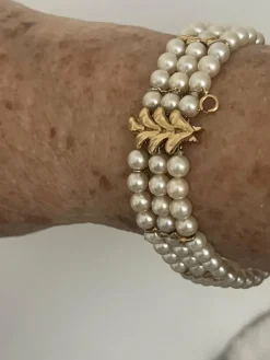 Bracelet 3 Rangs Perles Akoya et Or Jaune