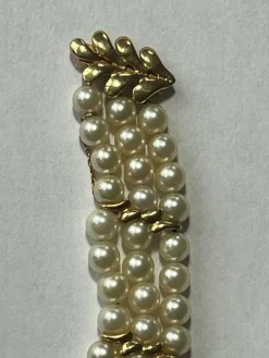 Bracelet 3 Rangs Perles Akoya et Or Jaune
