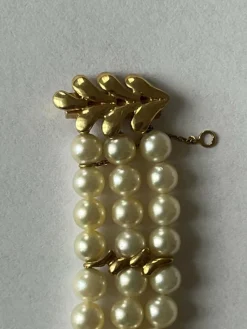 Bracelet 3 Rangs Perles Akoya et Or Jaune
