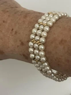Bracelet 3 Rangs Perles Akoya et Or Jaune