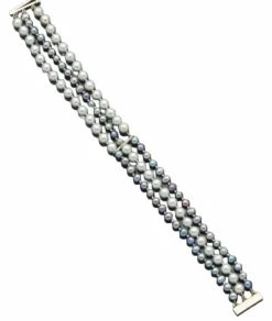 Bracelet 3 Rangs Perles De Tahiti Mers Du Sud Fermoir Or 18k 19 Cm