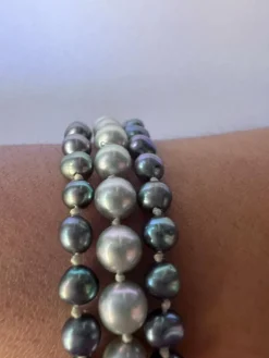 Bracelet 3 Rangs Perles De Tahiti Mers Du Sud Fermoir Or 18k 19 Cm