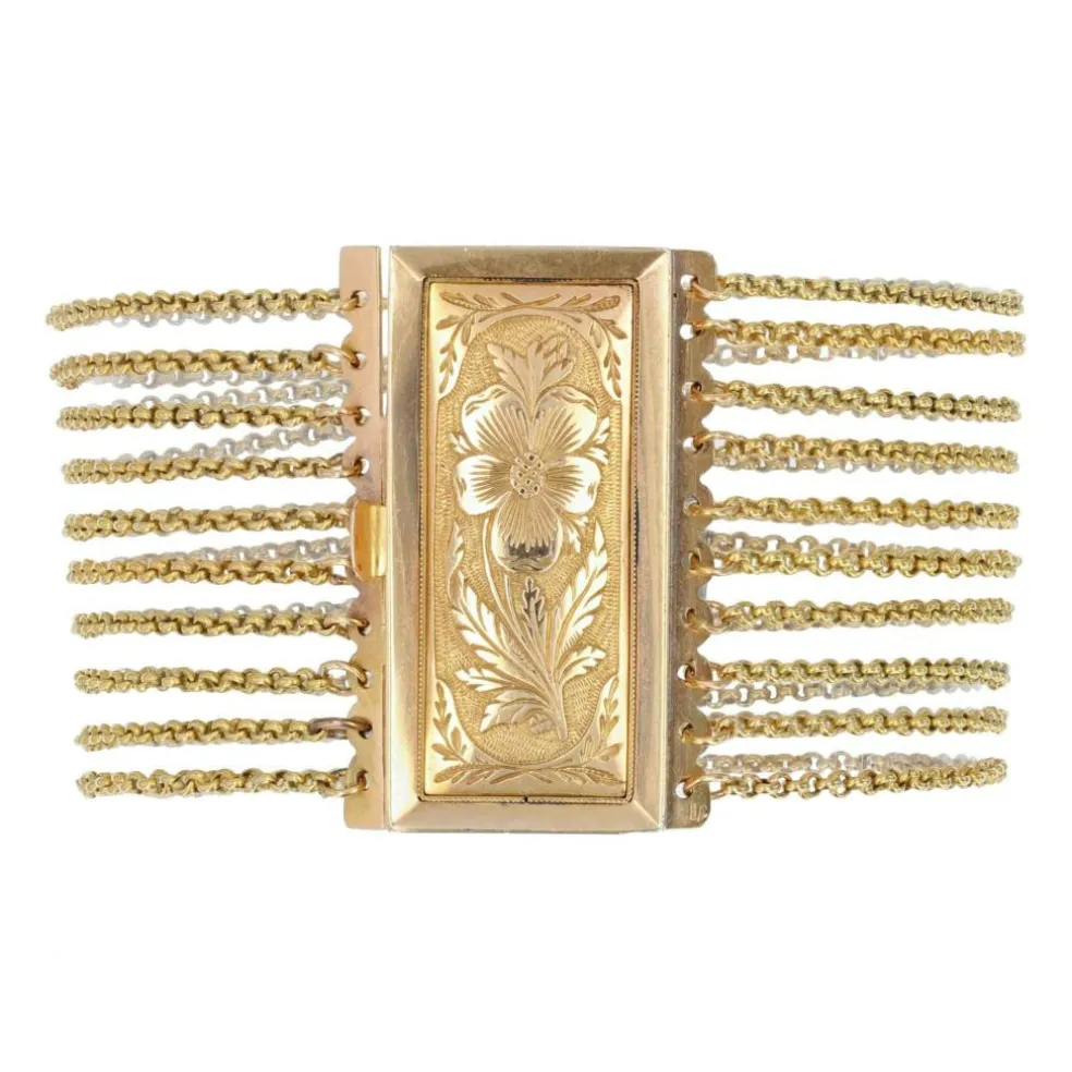 Bracelet ancien chaines et son fermoir à la pensée