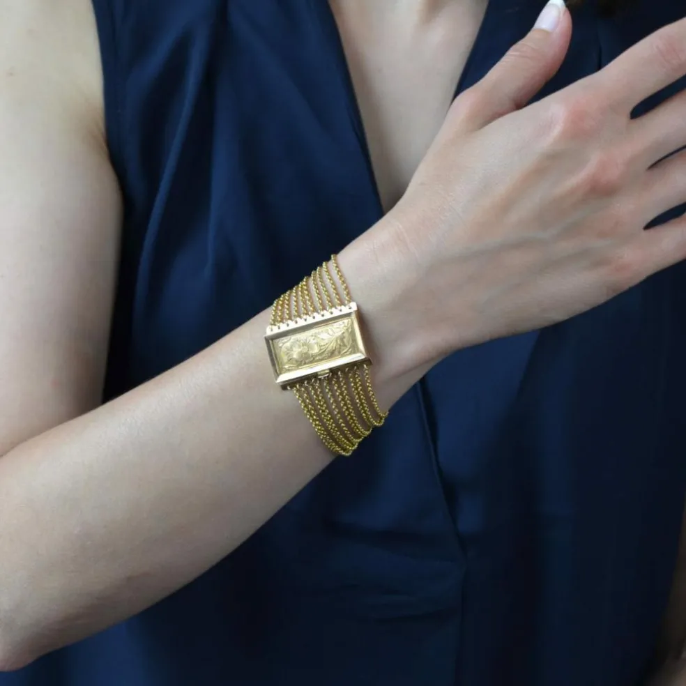 Bracelet ancien chaines et son fermoir à la pensée
