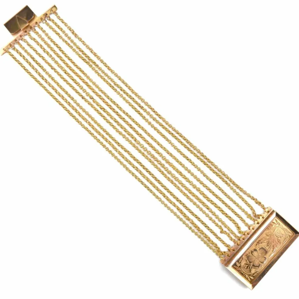 Bracelet ancien chaines et son fermoir à la pensée