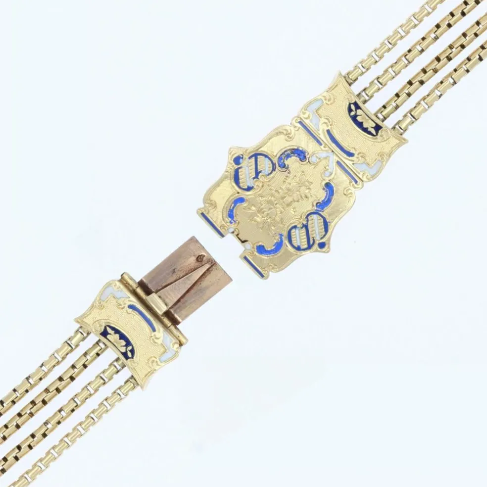 Bracelet ancien en or et son fermoir émaillé