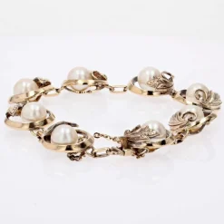 Bracelet ancien en vermeil et perles de culture
