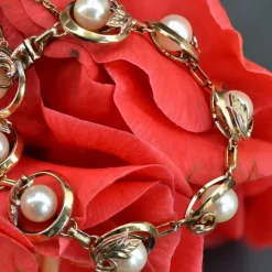 Bracelet ancien en vermeil et perles de culture