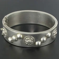 Bracelet ancien jonc argent décoré