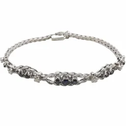 Bracelet ancien or blanc, saphirs, diamants