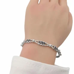 Bracelet ancien or blanc, saphirs, diamants
