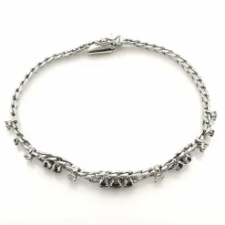 Bracelet ancien or blanc, saphirs, diamants