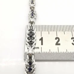 Bracelet ancien or blanc, saphirs, diamants