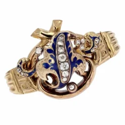 Bracelet ancien or diamants émail Napoléon III