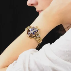 Bracelet ancien or diamants émail Napoléon III