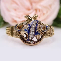 Bracelet ancien or diamants émail Napoléon III