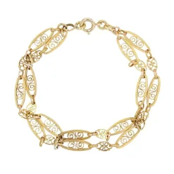 Bracelet ancien or double rang filigrané