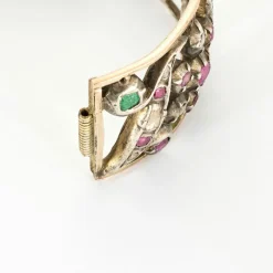 Bracelet Ancien or et argent rubis émeraudes diamants