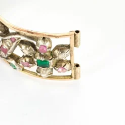 Bracelet Ancien or et argent rubis émeraudes diamants