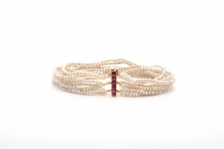 Bracelet ancien or jaune rubis et perles fines