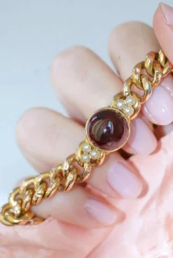 Bracelet Ancien or jaune et grenat