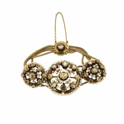 Bracelet Ancien or rose diamants perles