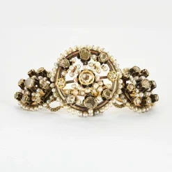 Bracelet Ancien or rose diamants perles