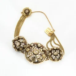 Bracelet Ancien or rose diamants perles