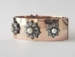 Bracelet ancien or rose, perles et diamants anciens
