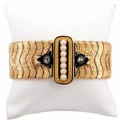 Bracelet ancien perles fines et émail noir