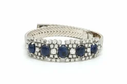 Bracelet Années 70 en or blanc 18 carats, saphirs et diamants