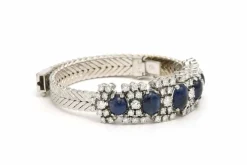 Bracelet Années 70 en or blanc 18 carats, saphirs et diamants