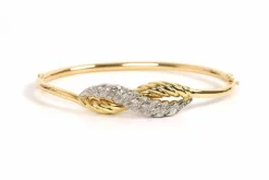 Bracelet Années 70 en or jaune et blanc 18 carats serti de diamants