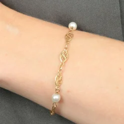 Bracelet années 20 Maille filigranée Perles