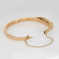 Bracelet antique à clous édouardiens L. Fritzsche en or rose 14 carats en forme de fer à cheval 1908